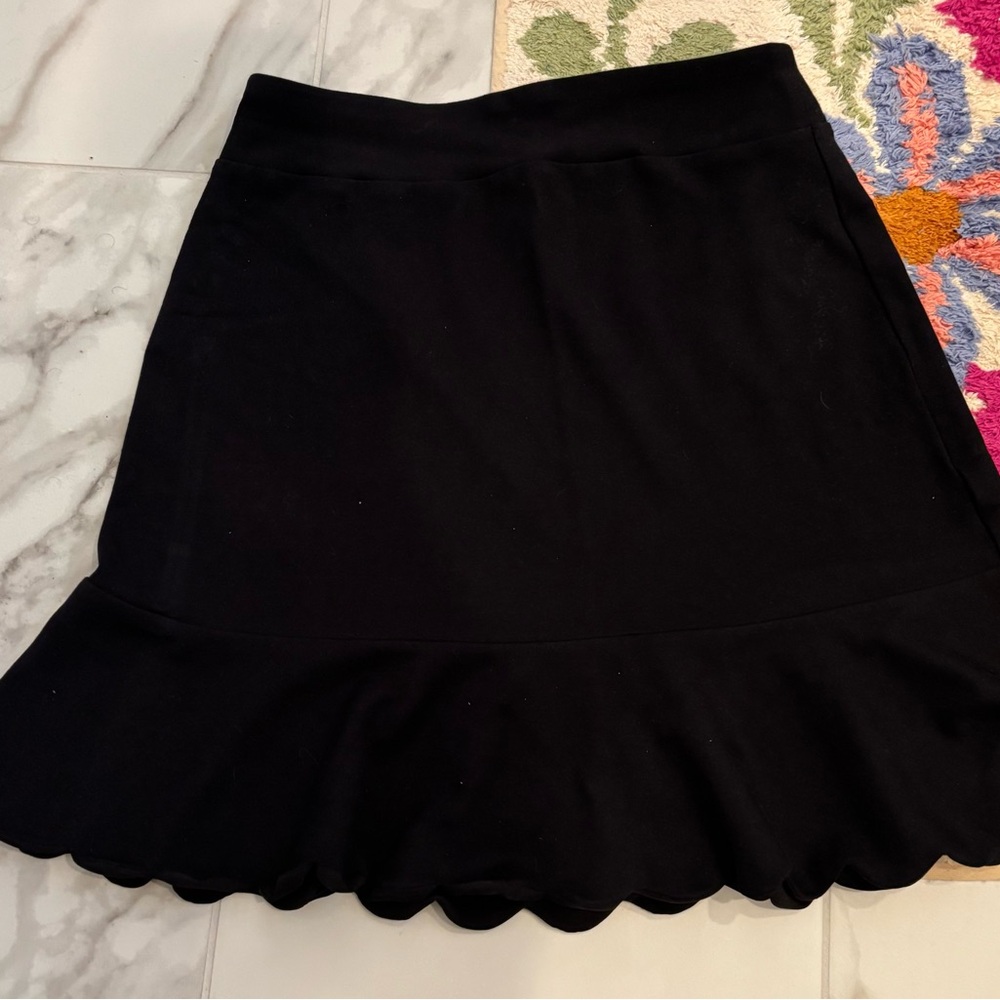 Talbots Black Trumpet Mini Skirt with Ruffled Hem, sporty